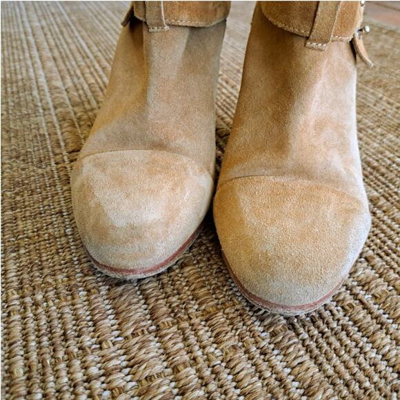 Rag & Bone Camel Tan Suede Harrow Bootie Size 8 Heeled Leather Ankle Boot - Picture 9 of 14